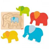 Puzzle stratificat din lemn elefantel Goki